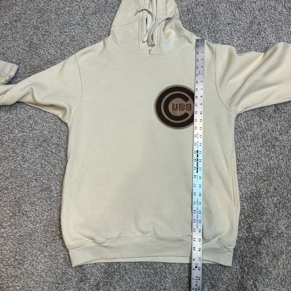 Stitches Hoodie Mens M Cream Chicago Cubs MLB Sherpa Lined Chenille Patch 94972 - Picture 9 of 11